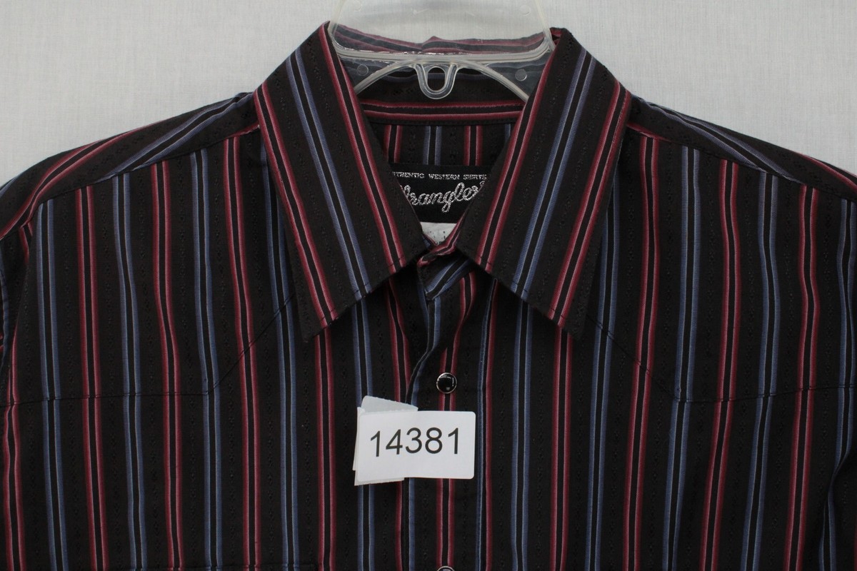 Vintage Wrangler Shirt Men's Medium Long Sleeve Dark Pearl Snaps