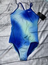 Nike Youth Girls Blue One Piece Swimsuit NEW