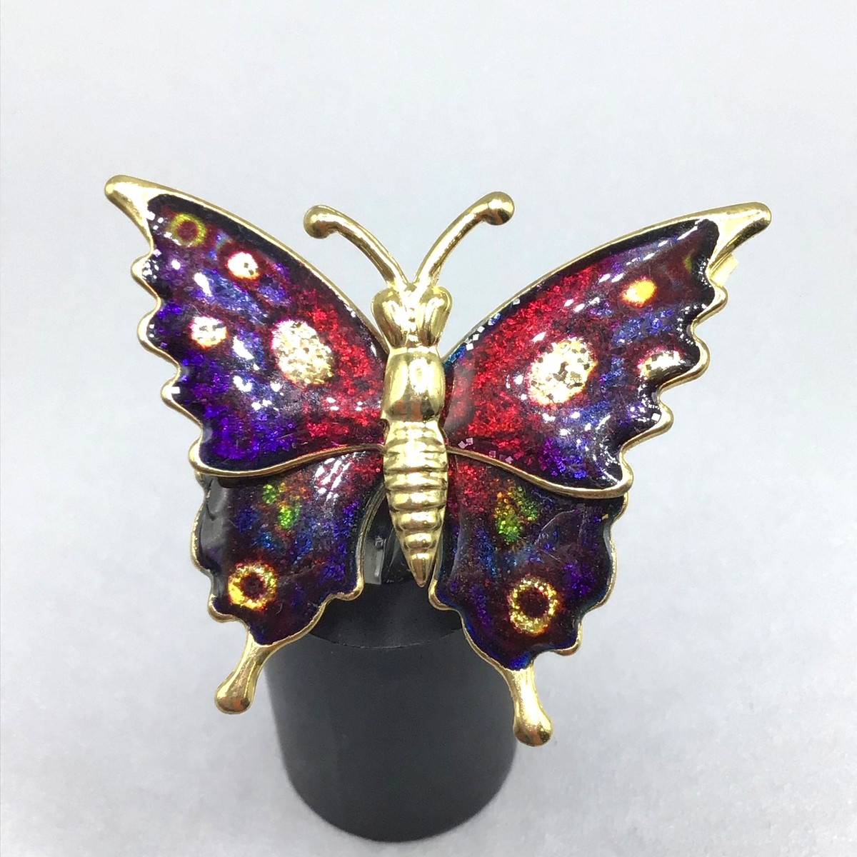 Vintage Butterfly Brooch 80s 90s Taiwan Tin Metal Insect Brooch