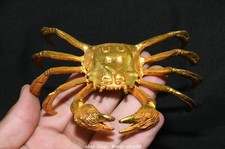 Statua animale granchio feng shui rame dorato 5" vecchia dinastia cinese granchi pelosi