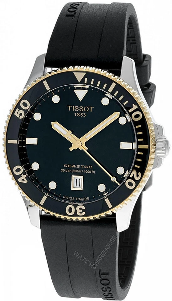 Relógio masculino TISSOT Seastar 1000 quartzo 40 mm borracha T120.410.27.051.00