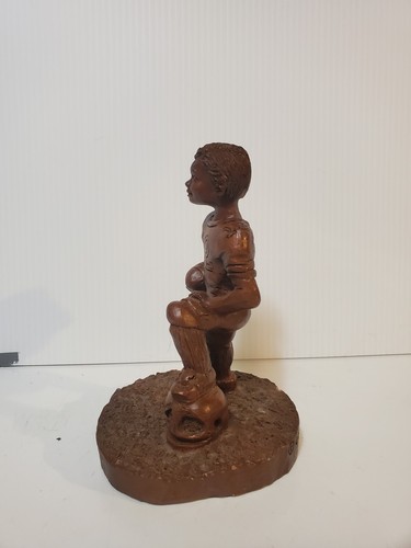 Antique Wood Carved Statue Figure C. Bucher 1996 Boy Football #12 Helmet Vintage - Picture 6 of 7