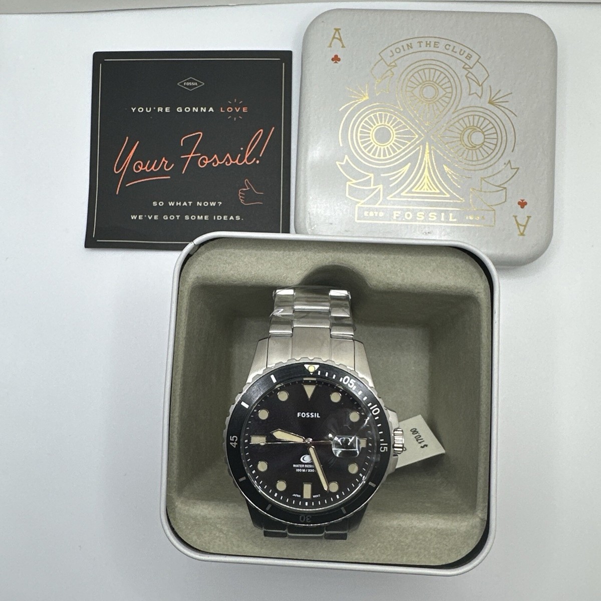 Fossil Blue Dive Style Stainless Steel Black Dial Quartz FS5952
