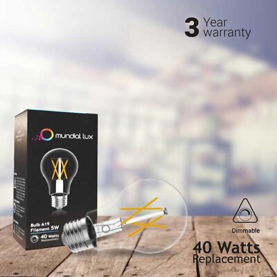 3 Pack LED A19, E26 Light Bulbs Soft White 5W (40W Equivalent) 3 years warranty