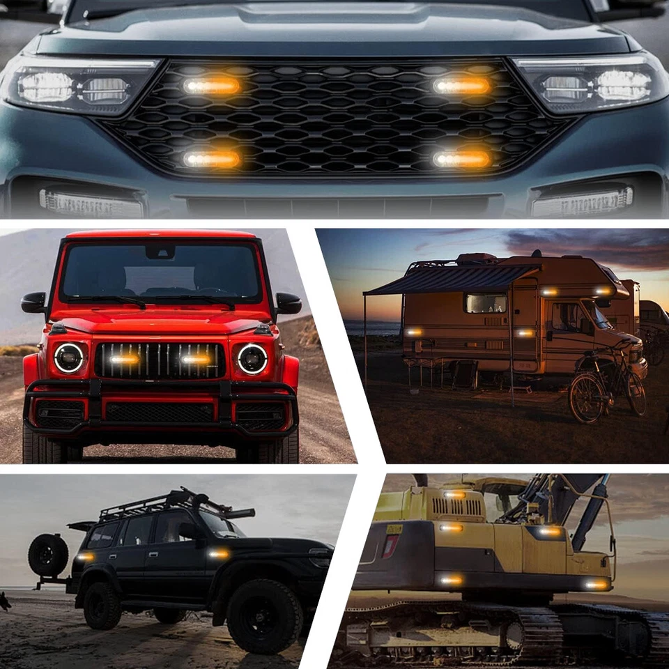 8X 6 LED Strobe Light Bar Car Truck Flashing Warning Hazard Beacon Amber White - Image 4 of 4