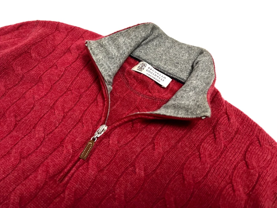 RRP 1920$ BRUNELLO CUCINELLI кашемир 1/4 молнии коралловый пуловер свитер - 48 - - Изображение 4 из 4