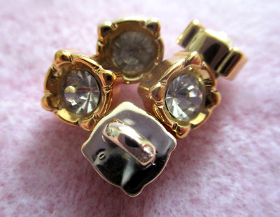 5X10MM KLARKRISTALL KISSEN GOLD RÜCKSEITE ANNÄHEN SCHAFTKNÖPFE PERLEN EDELSTEINE