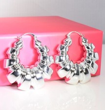 9K Gold Filled THICK LARGE / Middle Hoops Earrings Lady Xmas Birthday Party Gift