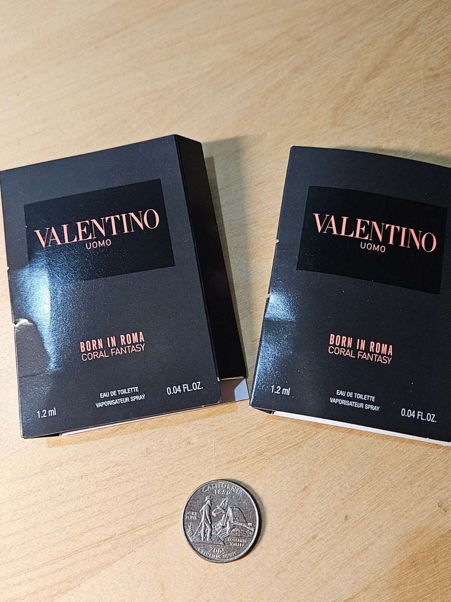 2x Valentino UOMO BORN IN ROMA CORAL FANTASY Eau de Toilette .04oz