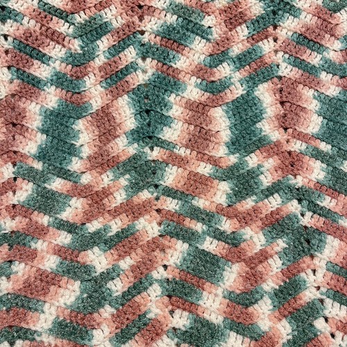 Vintage Chevron Knit Crochet Granny Throw Blanket LARGE 76”x 54” Handmade Afghan - Picture 10 of 11