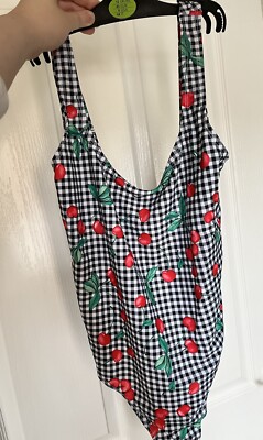 Ladies Women s Primark Summer Swimsuit Cherry Pattern Swimming Costume Size 12