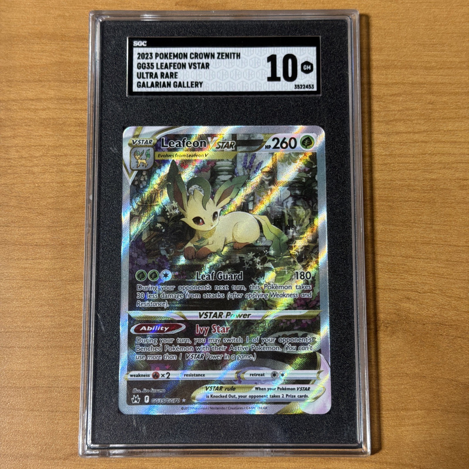2023 Pokemon Leafeon VSTAR GG35/GG70 Crown Zenith Galarian Gallery SGC 10