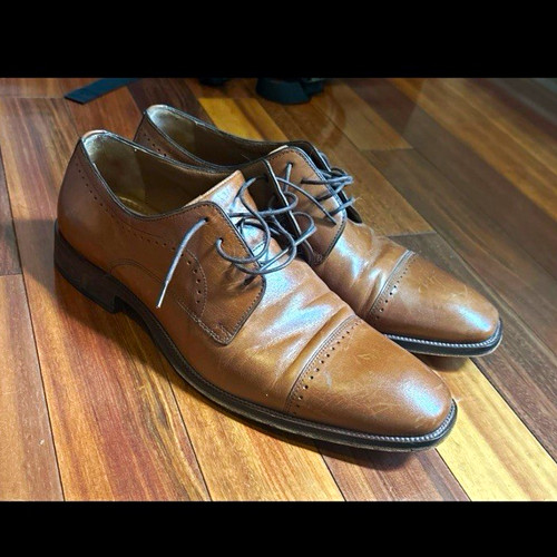 Johnston & Murphy Men’s Brown Leather Cap Toe Lace-Up Oxford Dress Shoes size 11