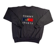 Vtg 90's Tommy Hilfiger Sports Sweatshirt Men's XL Black Fleece Pullover NWOT