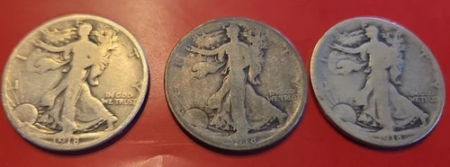 3 2 x 1918 S 1918-s 1 1918-p Walking Liberty Half Dollar G / Very Good Condition