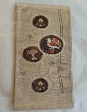 New bird and flower embroidery bag obi beige