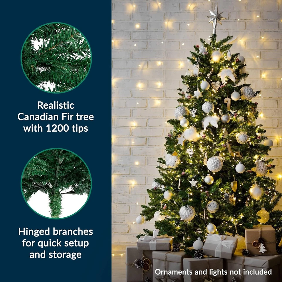 Pop Up Christmas Tree - 1.8M 6FT Artificial Fir | Metal Stand, Easy Assemble - Image 3 of 4
