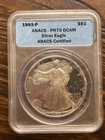 1993-P PROOF AMERICAN SILVER EAGLE ANACS PR70 DCAM
