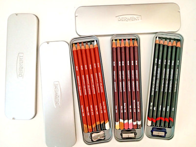 Derwent Kohle + DRAWING + Hauttonfarben 3 x 6 Stifte alle NEU, OVP