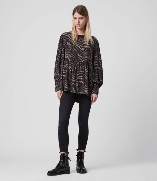 Women AllSaints Shirt Grey Viscose 34 / XS / 42