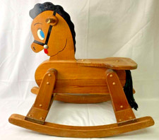 VINTAGE HANDMADE CHILDS ROCKING HORSE AMISH OAK PAINTED WOODED
