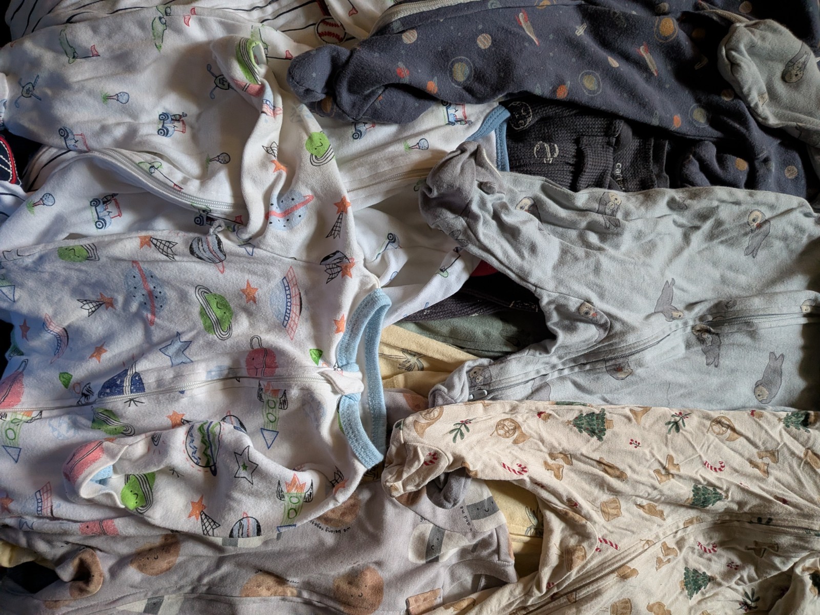  One-Piece Long Sleeve Carter Multicolor Various Prints Zipper Baby