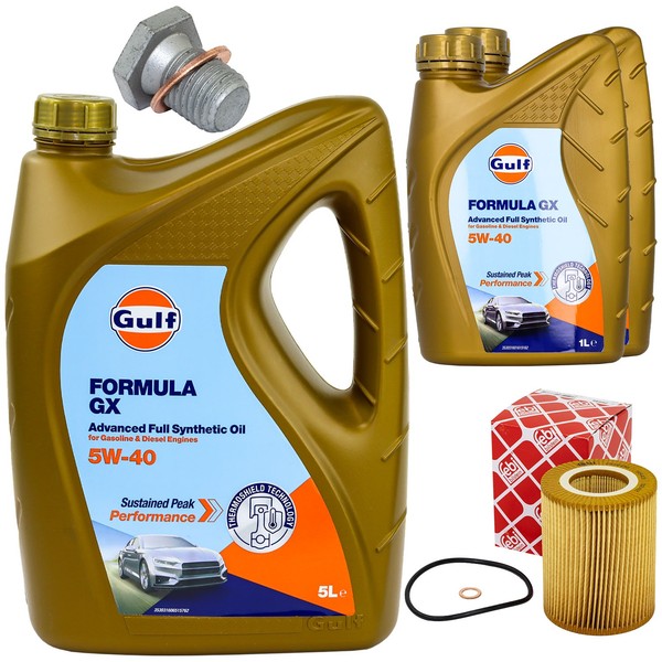 MotoröL Filter Set Gulf Formula GX 5W-40 7 Liter + Schraube FüR BMW X3 7Er E65-image