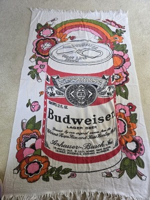 Vintage 1970s Groovy Pop Art BUDWEISER Beach Towel!