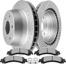 SCITOO Brake Kits - 2 Rear Drilled and Slotted Brake Rotors 4 Ceramic Pads
