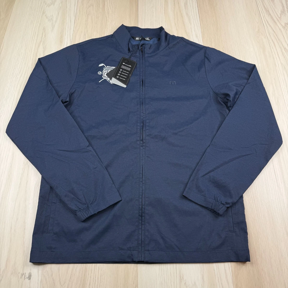 Veste Travis Mathew Homme, Coupe-vent Bleu à Bloc De Couleur, Zippée, Doublée – Taille M
