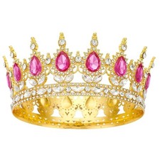 Queen Crown Rhinestone Wedding Crowns and Tiaras for Women Costume Gold Rose