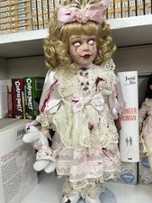 Creepy Beautiful Doll Holding Bear Large OOAK