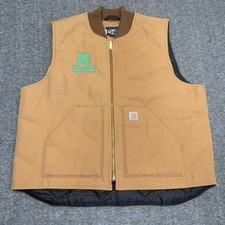 Carhartt Vest Mens 2XL Brown Quilted Lined Duck Canvas Arctic Insulated V02 BRN