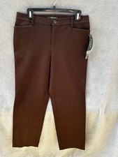 NWT Lauren by Ralph Lauren Brown Wool Pants Women 8 Vintage Flat Front P1 RL1