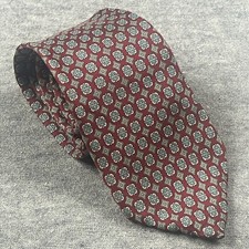 JOHN HENRY 100 Silk Tie Geometric Red USA Made