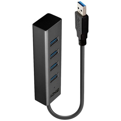 LINDY 43324 USB-Hub 4 Port USB-A USB 3.1 Gen1 5 GBit/s  Schwarz 43324