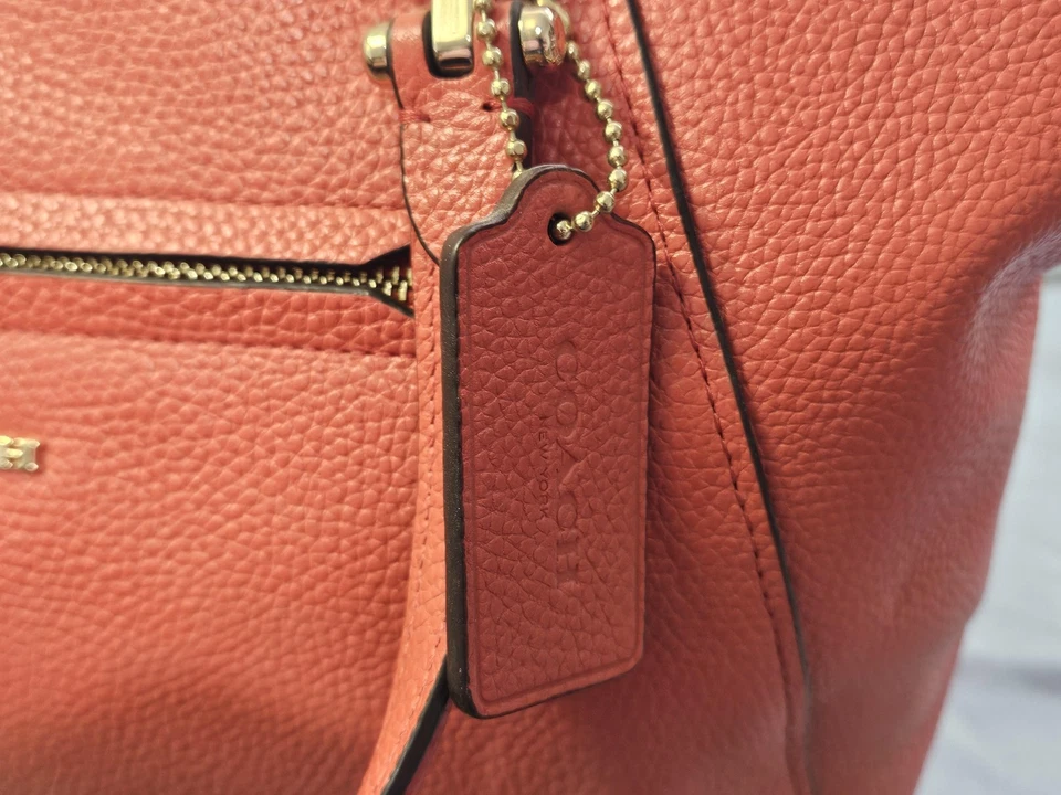 Coach Handbag Womens Coral Pebbled Leather Satchel Zip Top Crossbody 58874 - Image 3 of 4