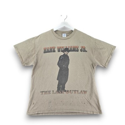 Hank Williams Jr The Last Outlaw T Shirt Adult L Distressed 2002 Concert Tee