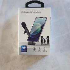 Wireless Lavalier Microphone, Lightning  Type-C, Plug  Play, Black