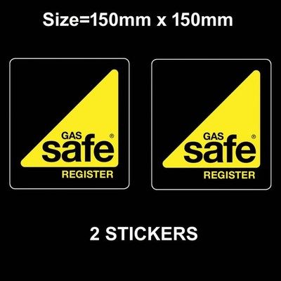 2x GAS SAFE 15 CM SELBSTKLEBEND VINYL AUFKLEBER DECAL VAN AUTO SCHILD