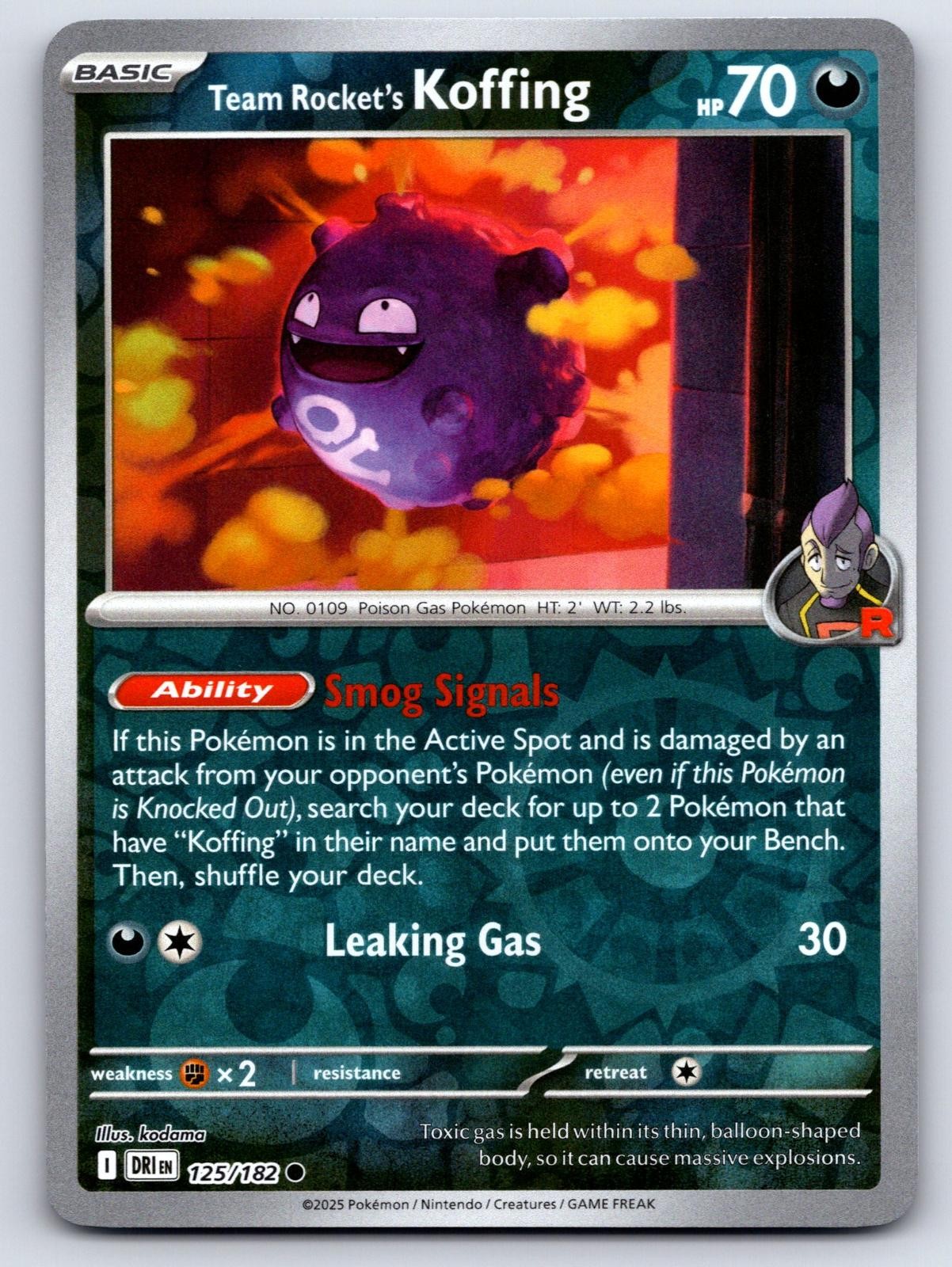 Team Rocket's Koffing 125/182 Common Destined Rivals Pokemon Reverse Holo