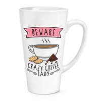 Beware VerrüCkte Kaffee Damen 483Ml Groß Latte Becher Tasse Mutter Tag Lustig