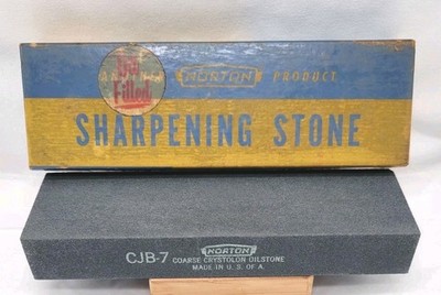Vtg NORTON CRYSTOLON OIL BENCH STONE SHARPENING STONE 8x2x1'' COARSE CJB8