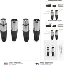 2 Pair Male Female 3 Pin XLR Connectors Solder Nickel-Plated Locking Zinc ...