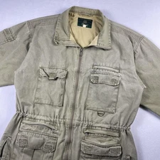 Vtg Orvis Field Jacket Mens XL Tan Canvas Safari Fishing Hunting Chore Barn Coat