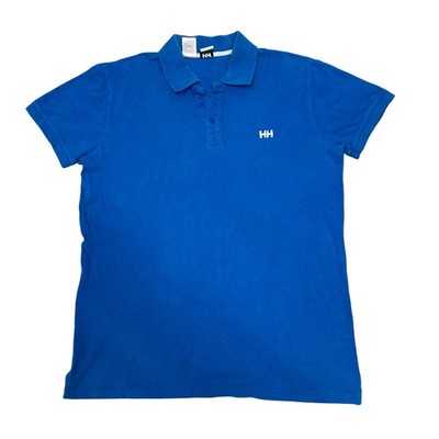 Helly Hansen Mens Royal Blue Cotton Short Sleeve HH Logo Polo Shirt Size Large