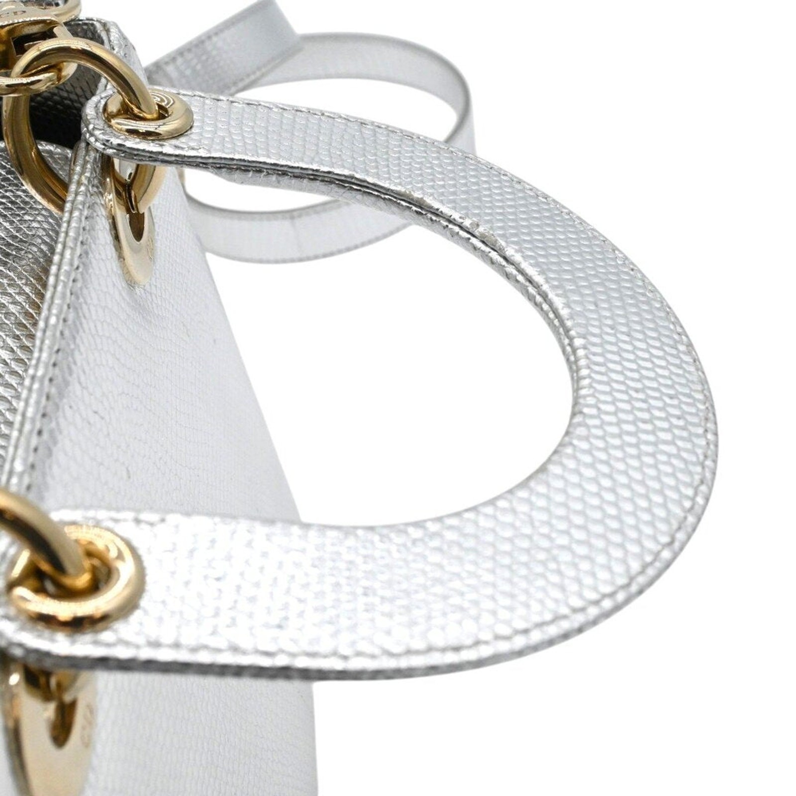 DIOR | Mini Lady Dior Silver Metallic Top Handle Crossbody Bag — image 15