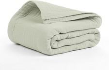 100 Cotton Muslin Blanket, Gauze Blanket 80"X90" Queen