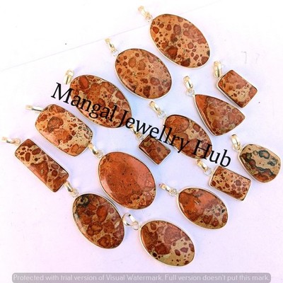 Sale Asteroid Jasper Gemstone Pendants 925 Sterling Silver Plated Lot Jewellery