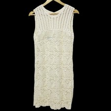 PRADA Crochet lace sleeveless mid-calf dress size 40 off-white Women USED